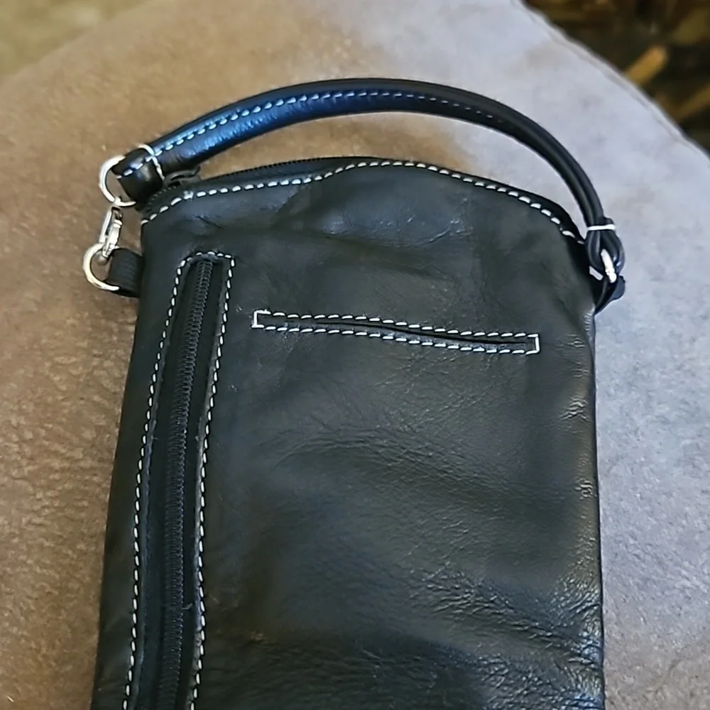 3/$30 VTG Black Leather Mini Folding Change Pouch
